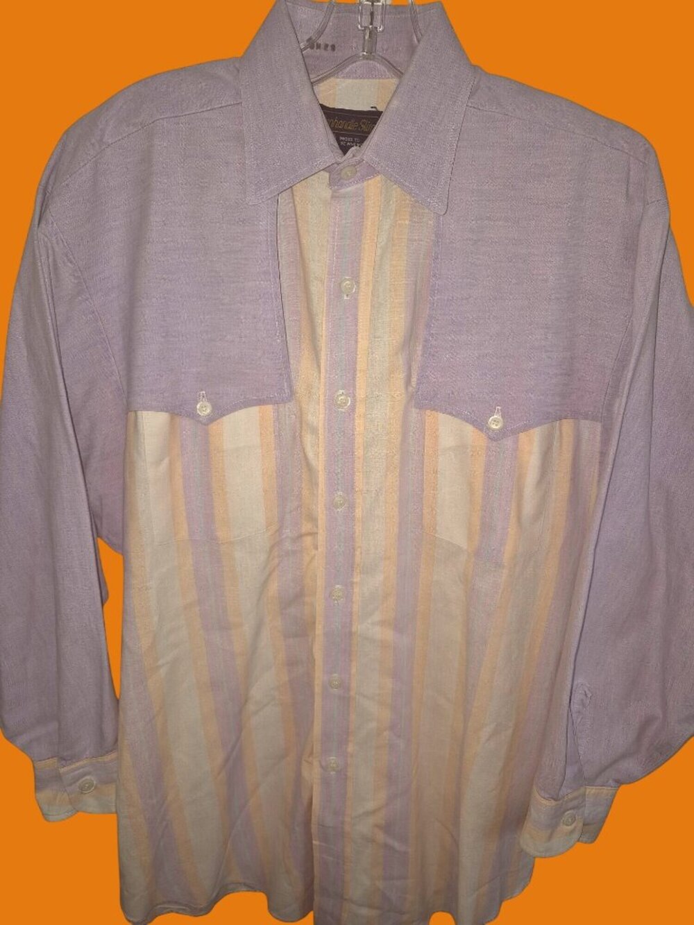 Panhandle Slim Mens Vintage Pastel Striped Western Shirt M Cotton Blend